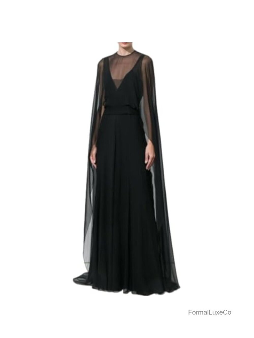 Seyurigaoka Chiffon Sheer Mesh Poncho High Low Cape Bridal Cover Up